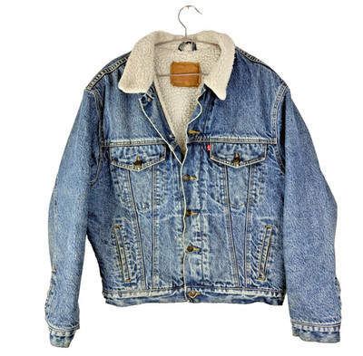 Vintage 90s Levis Sherpa Jeansjacke Trucker Acid Wash 70546 Herren Large 1993