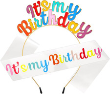 Birthday Girl Sash and Tiara Crown for Women Girls, It'S My Birthday Headband