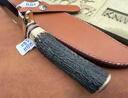 RBH CUSTOM MADE MODEL 1 ALL PURPOSE FIGHTING KNIFE STAG ANTLER HANDLE # RBH-180 - Picture 6 of 12