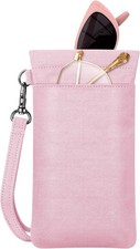 Double Eyeglasses Pouch with Carrying Strap Squeeze Top Microfiber Soft Glasses