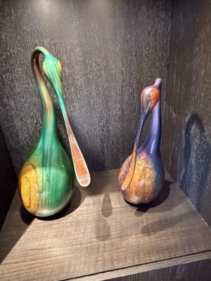 Donald Derry Signed  Waterbirds  Set Of 2 Wood Sculptures