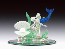 Mermaid with pearl hand crafted art glass fantasy figurine