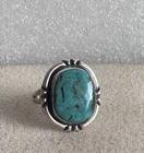 Vintage Southwestern Native American Ring 950 Sterling Silver Turquoise Sz 9