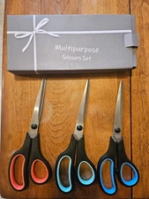3Pcs 8-Inch Ultra Sharp Multipurpose Scissors, Comfort-Grip Handles