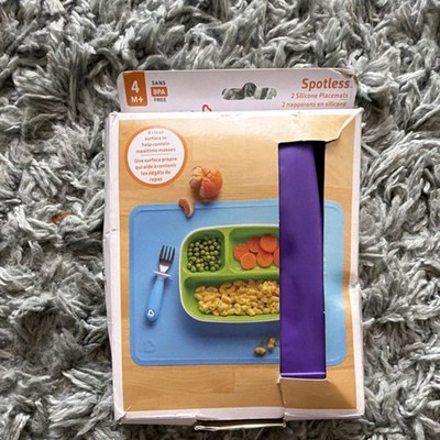 Munchkin Spotless Silicone Placemats 2 Pack Blue & Purple Unisex Baby Feeding