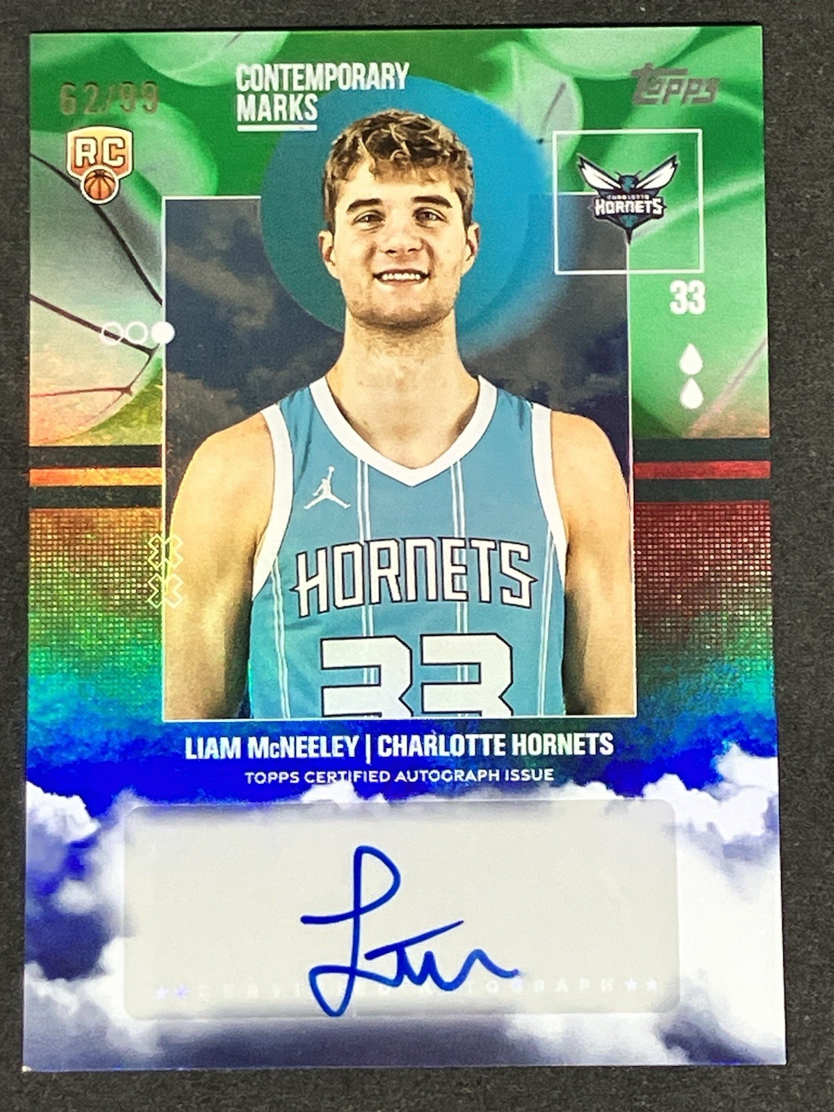 2025-26 Topps Liam McNeeley Auto Contemporary Marks /99 RC Green #CMLM