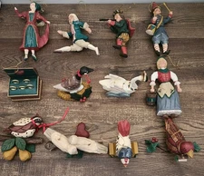 House of Hatten 1997 Twelve Days of Christmas Ornaments Complete Wood RARE