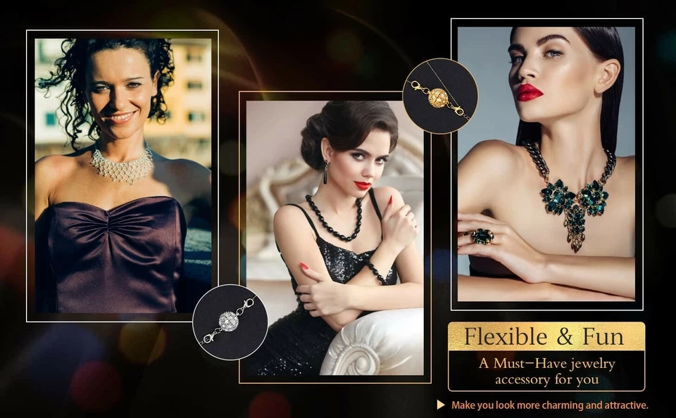 12 PK Round Ball Lobster Clasps Gold & Silver Colors Magnetic Snap Hook Extender - Image 3 of 4