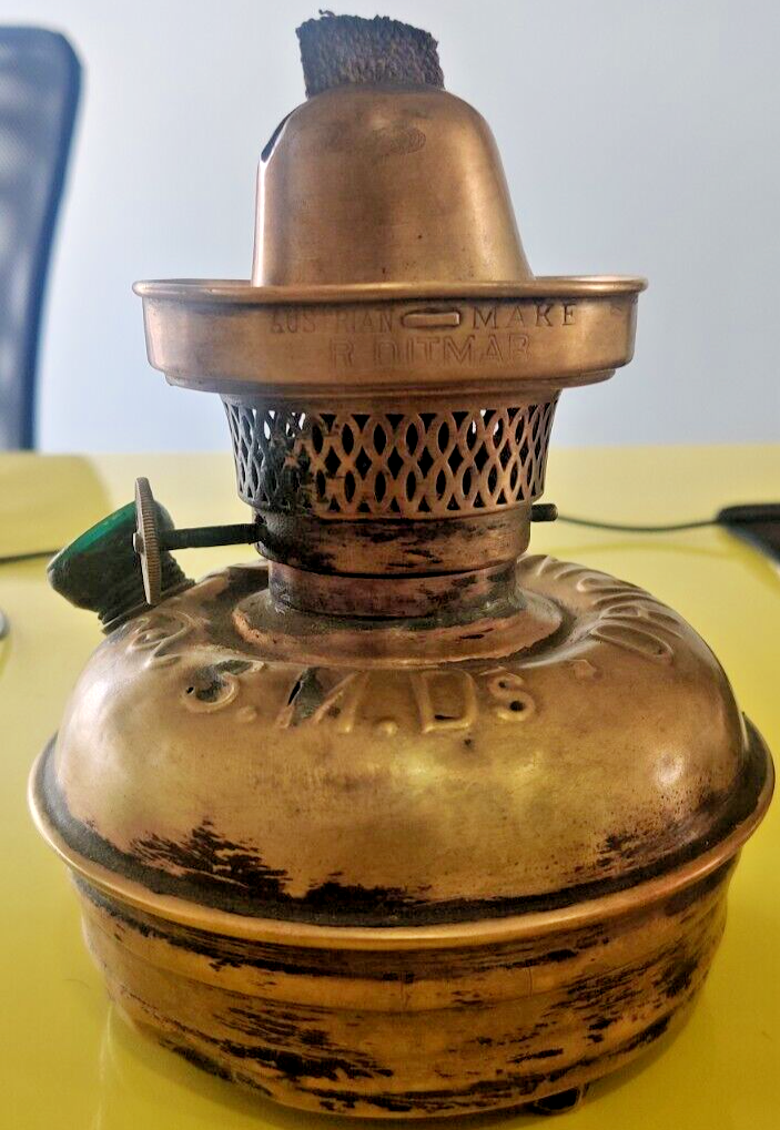 R.DITMAR AUSTRALIAN MAKE S M D'S ORIGINAL BRASS OIL LAMP uncommon
