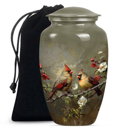 Cardinal Bird Tribute: Cremation Urn with Classic Design