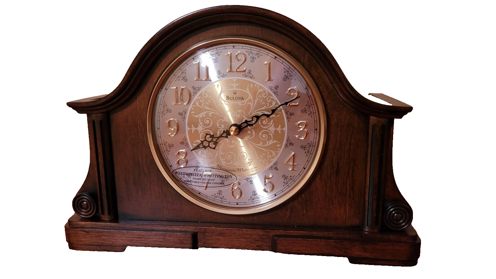 NEW Bulova Mantle Clock CHADBOURNE Old World Walnut B1975 Desk Shelf