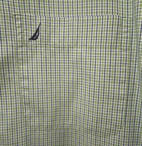 SZ 17 34/35 NAUTICA MENS CHECKED LONG SLEEVE DRESS SHIRT, GREEN BLUE WHITE, EUC - Picture 7 of 9