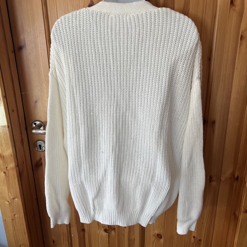 Ivory Cardigan, Four Button Front Pockets, Large, Cotton Knitted Sweater Women’s - Picture 6 of 7