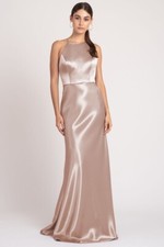 Jenny Yoo Women's Size 8 Alessia Bridesmaid Gown Maxi Dress Satin In petal pink