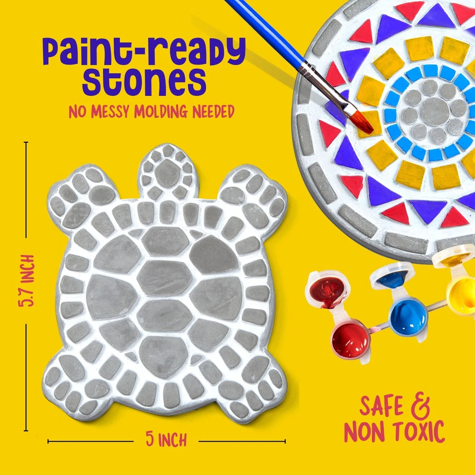 Stepping Stones Painting Kit for Kids - Outdoor Crafts - Paint 5 Garden Stones - Image 4 of 4