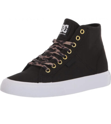 DC Women's Manual Hi Skate Shoe With Leopard Accents NWT