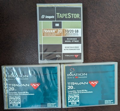 2 Imation and 1 Seagate Travan NS 20 GB Tape Data Cartridge TR-5 Network Series