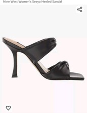 Nine West Size 7.5M Black Sasha Slide Dress Sandals, All Man Made Materials, New