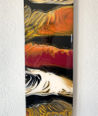 Ein Kunstwerk verändert die Stimmung eines Raumes - Pouring auf Holz 20x100 cm