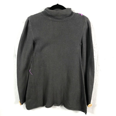 Anthropologie Project E Vintage Sweater Women M Gray 100% Cotton Tunic Boho