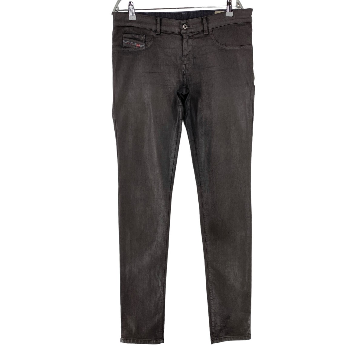 Diesel LIVIER-SP Dark Brown Low Rise Super Slim Jegging Fit Coated