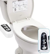 Toilet Seat Bidet with Self Cleaning Dual Nozzle Hot and Cold Water Spray ABS