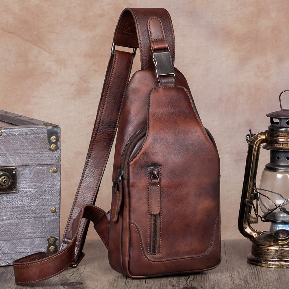 Genuine Leather Men Satchel Sling Bag main image 1