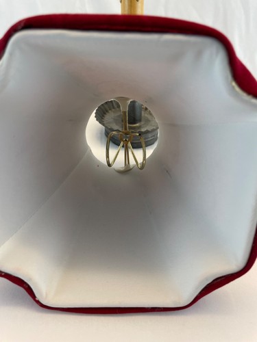 Burgundy Tone on Tone Print Clip On Lamp Shade with Decorative Trim 5.5" Tall - Picture 8 of 8