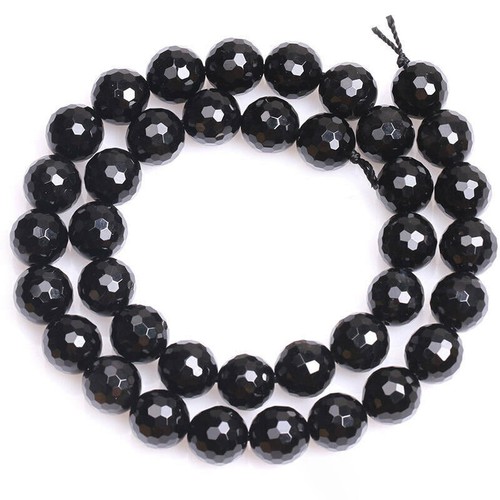 Faceted 4mm 6mm 8mm 10mm 12mm Black Agate Onyx Gemstone Round Loose Beads 15'' - 第 4/11 張圖片