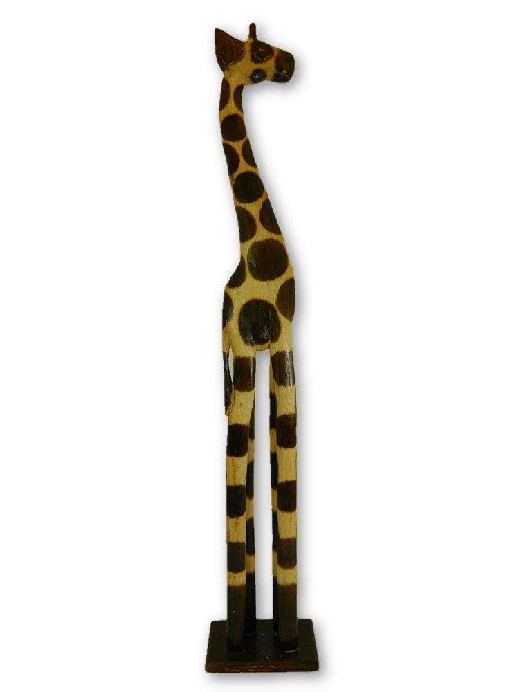 Wooden Giraffe Carving - Hand Carved Wooden Giraffe 100cm Tall