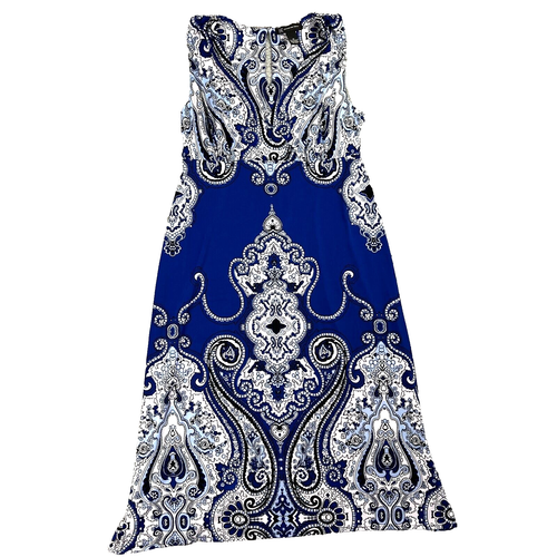 INC International Concepts Midi Dress Womens Size Medium Blue Paisley