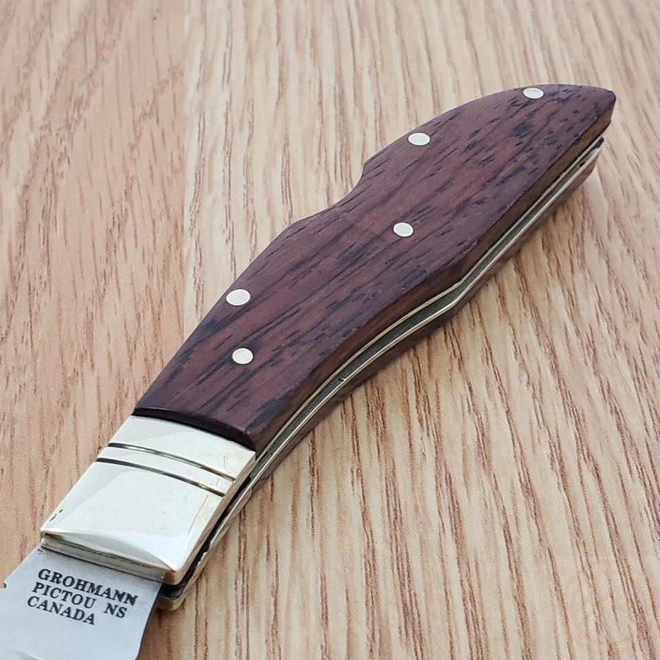 Grohmann Mini Russell Folding Knife 3.13" Carbon Steel Blade Rosewood Handle - Image 4 of 4