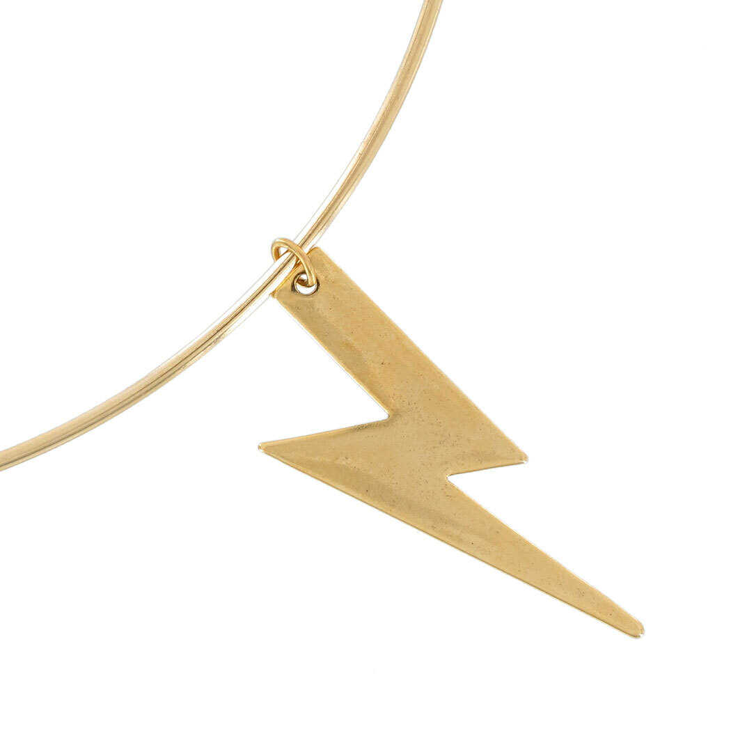 Ky & Co Lightning Bolt Pendant Gold Tone Bangle Collar Necklace USA Made 15