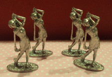 4 Miniature Pewter Golfer Swing Statue Figure Golf Ball Swing 2.5" Lot of 4