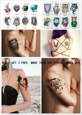 Tiger Head Wolf Head Temporary Waterproof Tattoo Body Arm Stickers Men US Seller