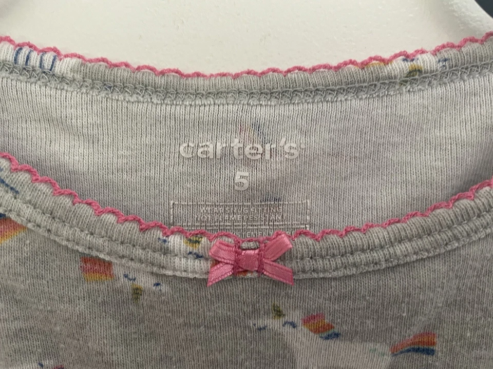 Carter's Niños Niñas Arco Iris Unicornios Rosa Encaje Algodón Manga Larga PJ Top Gris 5 Foto 2 de 4