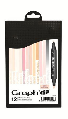 Graph It Marker Stift Set - 12 Farben Box - Hautfarben