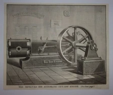 1884 The Improved Ide Automatic Cut-Off Engine Engraving