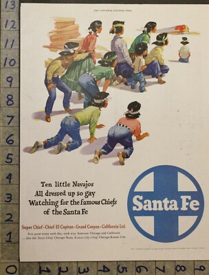 1952 SANTA FE RAILROAD TRAIN INDIAN NATIVE AMERICAN NAVAJO CHIEF WEST AD 29130