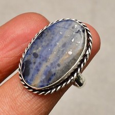 Sodalite Gemstone Handmade 925 Sterling Silver Jewelry Ring Size 6.5
