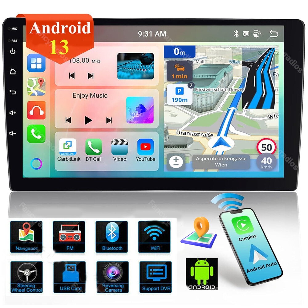 Radio Android 10.1 Pulgadas Para Coche | 2GB RAM + 32GB, Android 13, Con Carplay, GPS Y Cámara