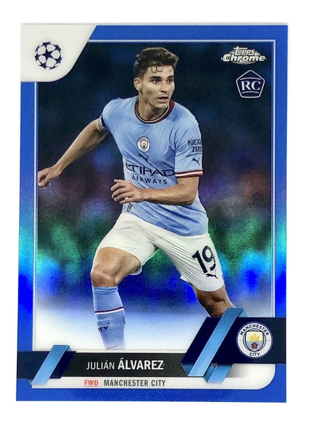 2022-23 TOPPS CHROME UEFA #68 JULIAN ALVAREZ RC BLUE REFRACTOR /150 ROOKIE City