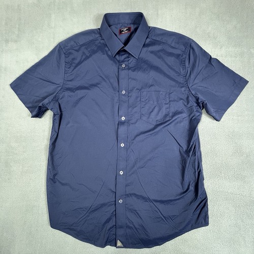UNTUCKit Shirt Mens L Blue Gironde Performance Stretch Button Up Short Sleeve