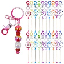 DNLEGULI 60 Pcs Beadable Keychains Bulk Kit DIY Keychain Making Supplies