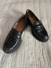 Madewell Womens The Bradley Black Leather Lug Sole Loafers Size 9.5