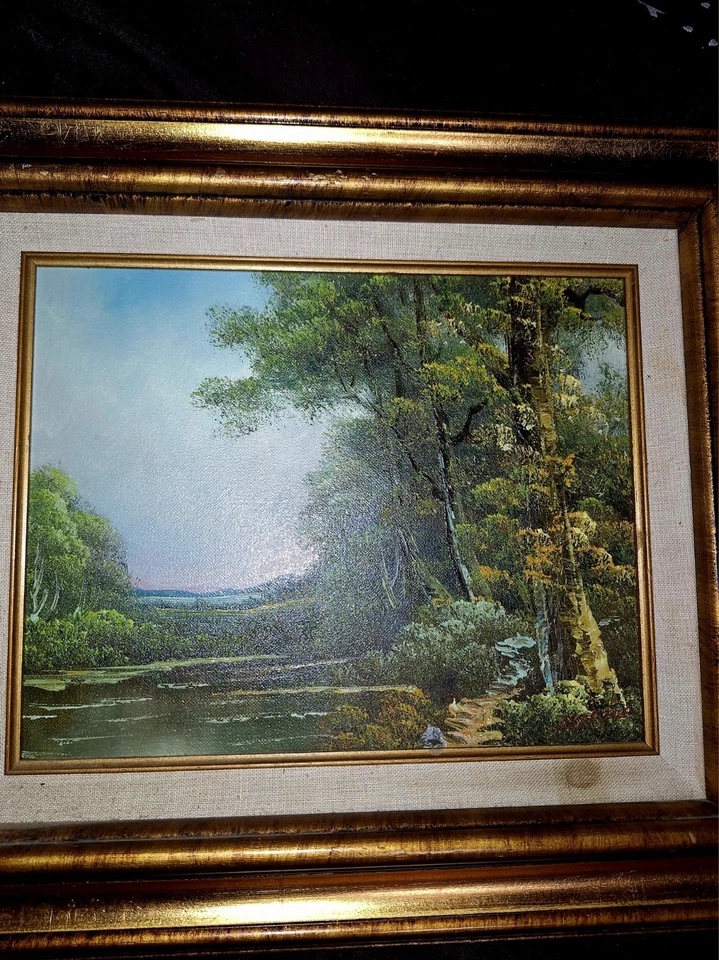 Vintage Oil Painting Landscape Signed 13"x14" - Image 4 of 4