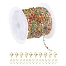 16.4 Ft/5M Enamel Stainless Steel Bead Chain(Gold/Colorful, Pack of 1)