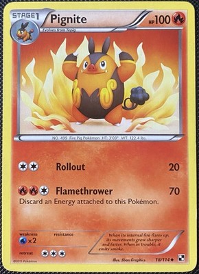 Pignite 18/114 Black & White Regular - Pokémon Card
