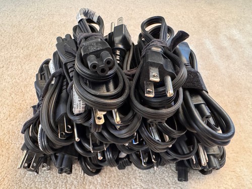 LOT OF 27 MICKEY MOUSE END LAPTOP POWER CORDS 3 FT US 3 PRONG TESTED EXCELLENT