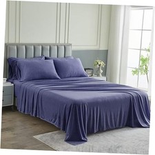Bed Sheets - Sheet Set 6-Piece - Hotel Luxury 1800 Brushed Full Heather Navy